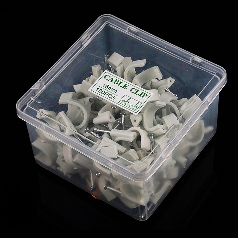 HORD 50/100Pcs 3.5-25mm Network Cable Nails Steel Nails Network Cable Trough Line Clips Sub-clamps with Plastic Box