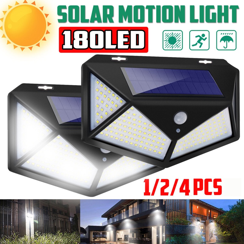 1/2/4Pcs ARILUX 180LED Outdoor Solar Powered Wall Lamps PIR Motion Sensor Garden Security Solar Lights Waterproof