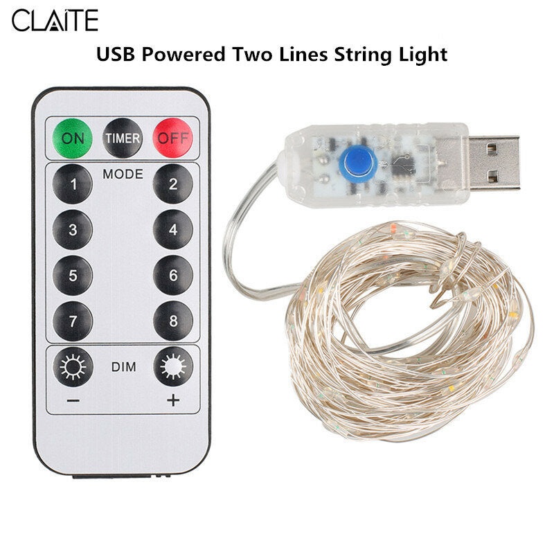 LED String Light Remote Control USB 10M 100LED for Christmas Festival Wedding Party Garland Decor