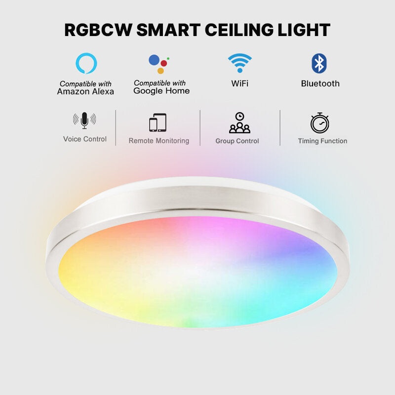 LLLinkin SR01 15W/20W RGB Dimmable Wifi Smart LED Ceiling Light APP Control Voice Control Works with Alexa Google Assistant Tuya