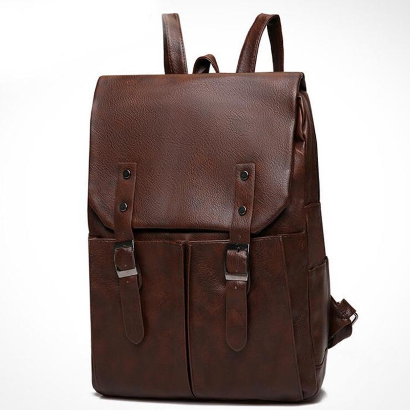 Men Large Capacity Solid Casual Multifunction Laptop Flap Backpack