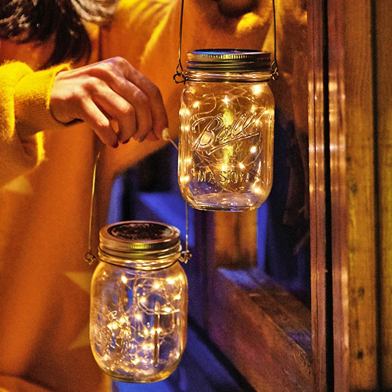 Solar Powered Mason Jar Lid 20LEDs Fairy String Light Hanging Party Garden Home Decor