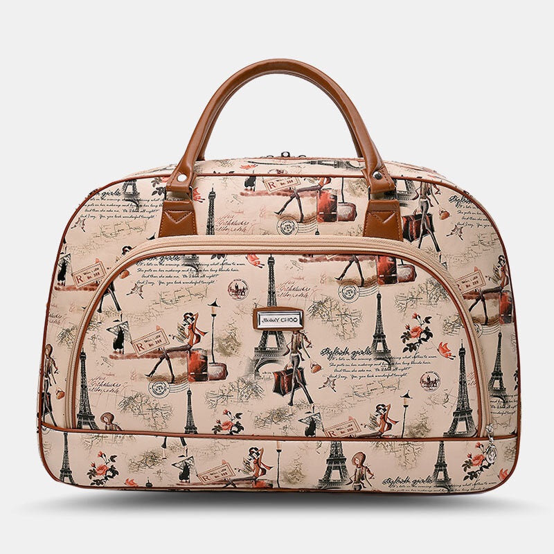 Women PU Leather Large Capacity Travel Weekender Overnight Carry-on Duffel Bag Wash Bag Handbag