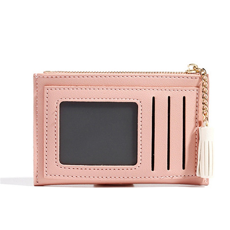 Women Ultra-thin Tassel Card Holder Leather Wallet Coin Purse Bag Zipper Handbag