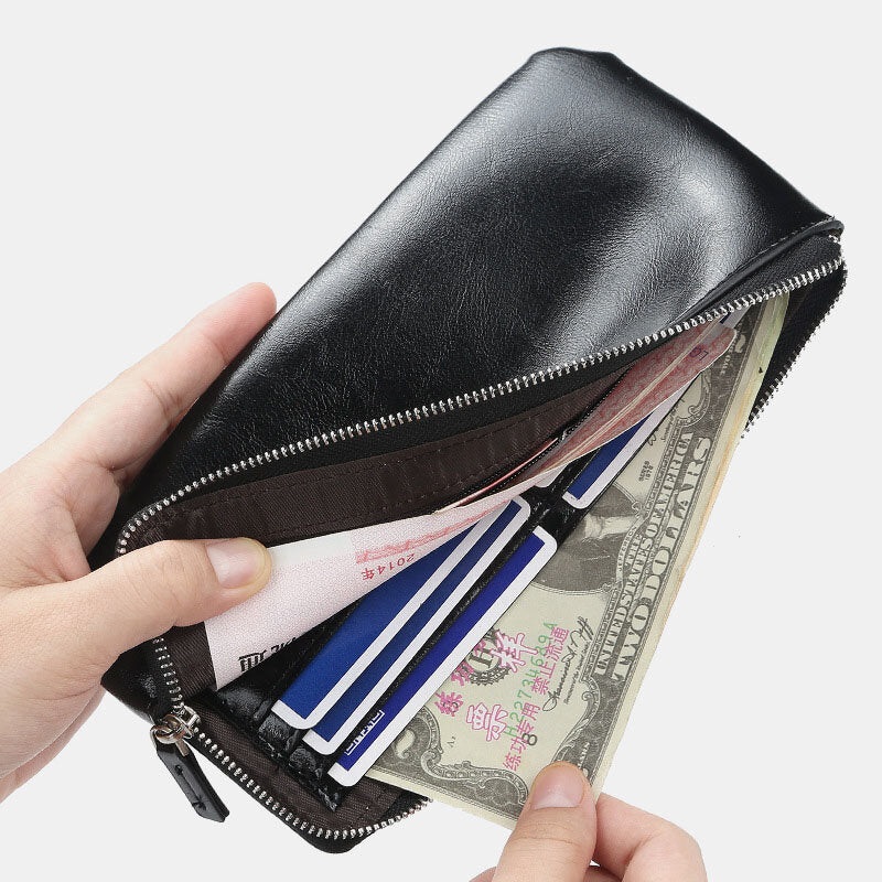 Baellerry Men Faux Leather Long Phone Bag Zipper Wallet Card Holder Clutches Bag