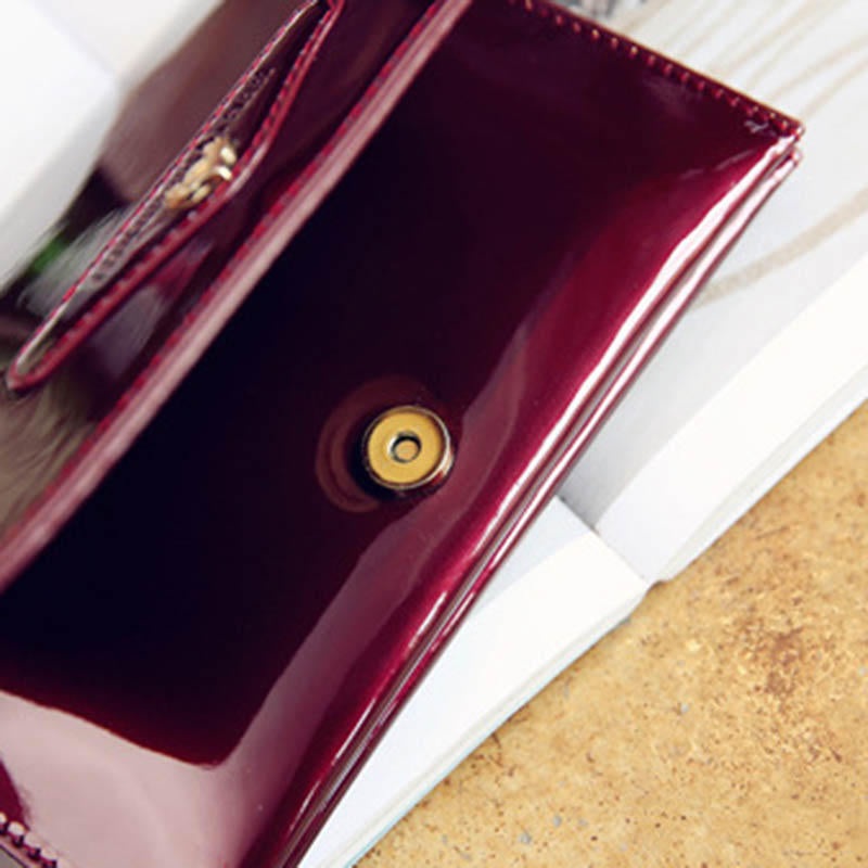 Bakeey Female Casual Patent Leather Small Square Bag Chain Phone Bag Shoulder Messenger Bag with Transparent Phone Slot