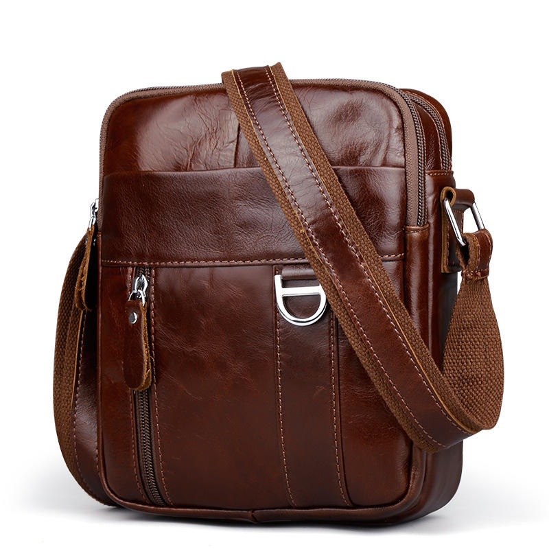 Crossbody Briefcase Messenger Bag for iPad Mini in Brown Genuine Leather – Shoulder Sling ipad