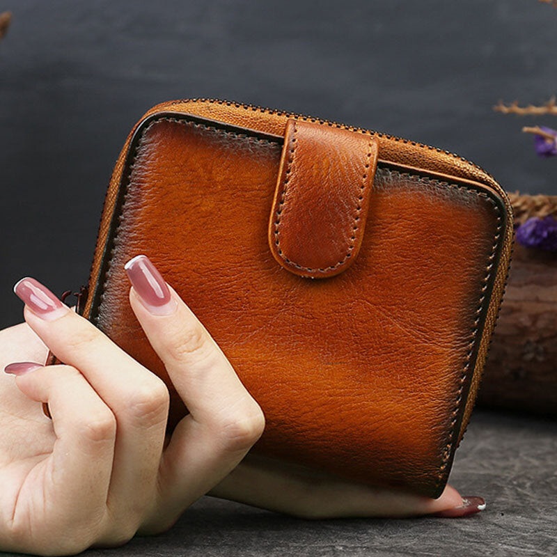 Ekphero Men Retro Soft Leather Short Multifunction Multi-card Slot Card Case Money Clip Coin Purse Wallets