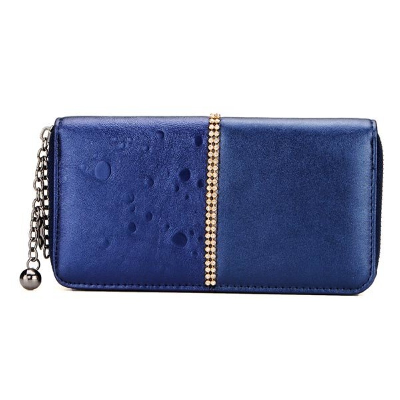 Fashion Rhinestones Women Retro Long Zipper Purse Clutch Wallet