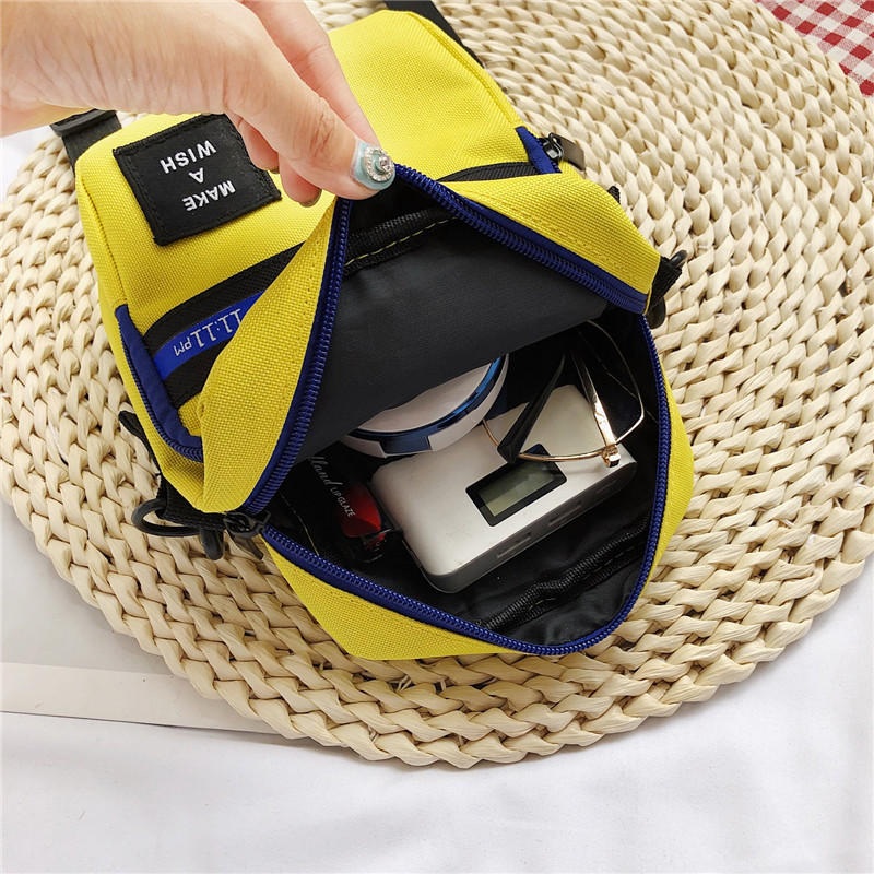 Men And Women Crossbody Bag Color Block Zipper Bags Waterproof for Travel