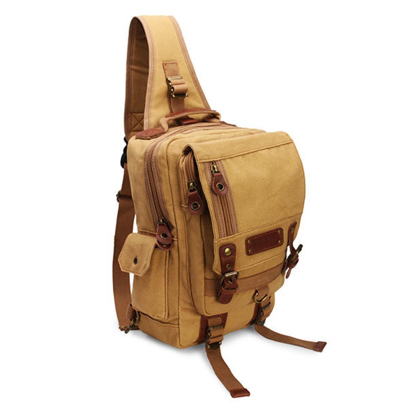 Men Casual Canvas Outdoor Sport Shoulder Ipad Chest Crossbody Bag