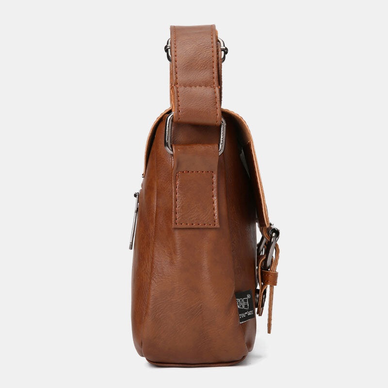 Men Vintage Waterproof Multi-pocket Faux Leather Crossbody Bag Shoulder Bag