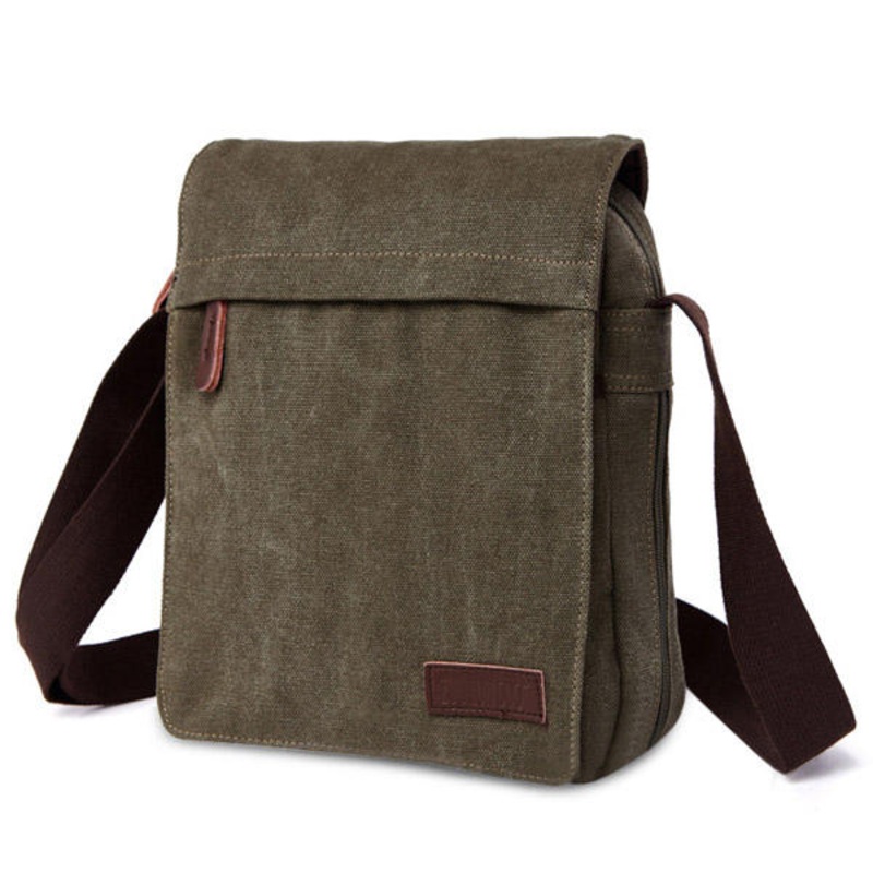 Men Women Canvas Leisure Multi Pocket Crossboby Bag Capacity Shoulder Bag