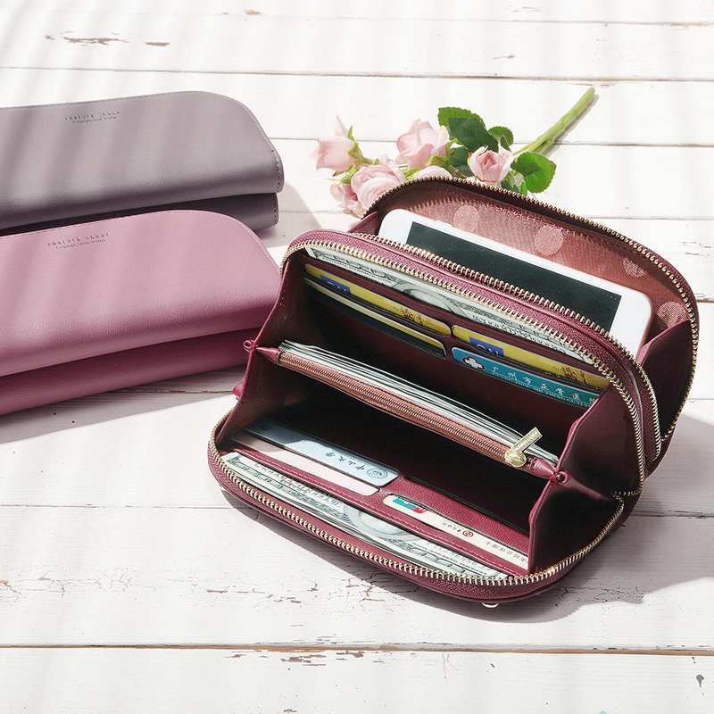 Pierre Loues Women Solid 8 Card Slot Card Bag Multi-slot Phone Bag Leisure Crossbody Bag