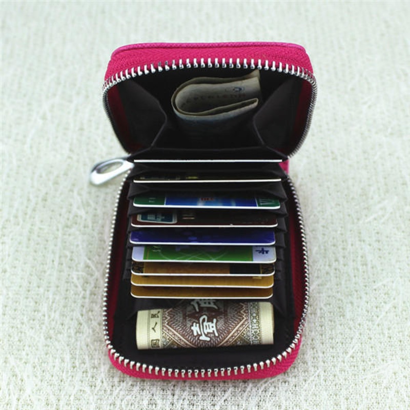 RFID Protection Zipper 9 Card Holder Portable Vintage Short Purse Coin Bags