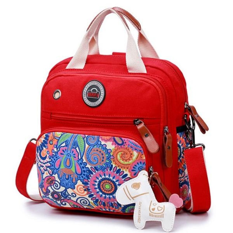 Women Canvas Large Capacity Light Weight Multifunction Travel Outdooors Crossboby Bag Backpack