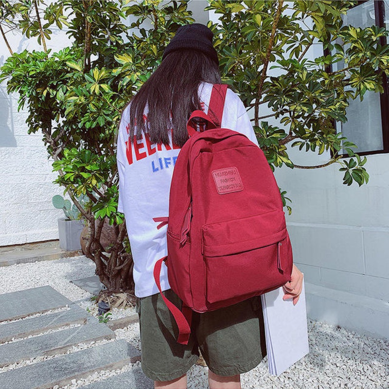 Women Girl Fasihon Nylon Solid Color Backpack Super Student Bag Wild Waterproof Backpack