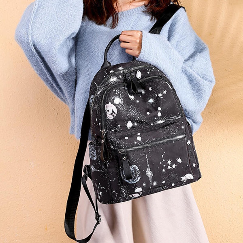 Women Oxford Large-capacity Starry Sky Pattern Shoulder Bag Backpack