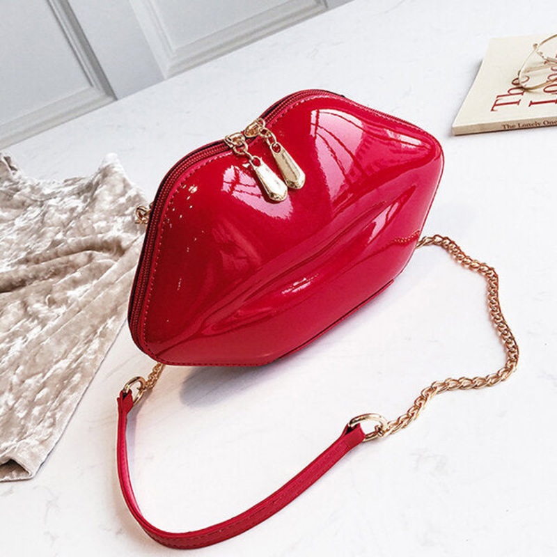 Women Personality Lips Shape Chain Shoulder Bag Crossbody Bag