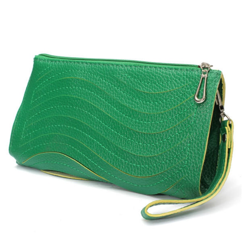 Women’s PU Handbag Wave Single Shoulder Cross Body Bag Wrist Clutch Wallet