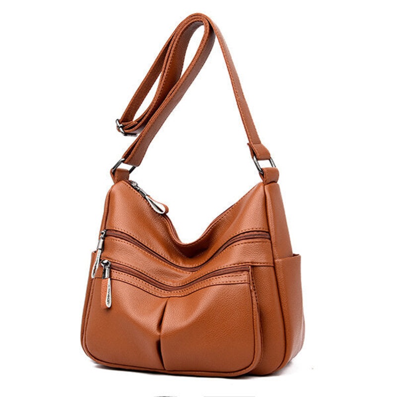Women Soft Leather Multi-slot Crossbody Bag Leisure Shoulder Bags