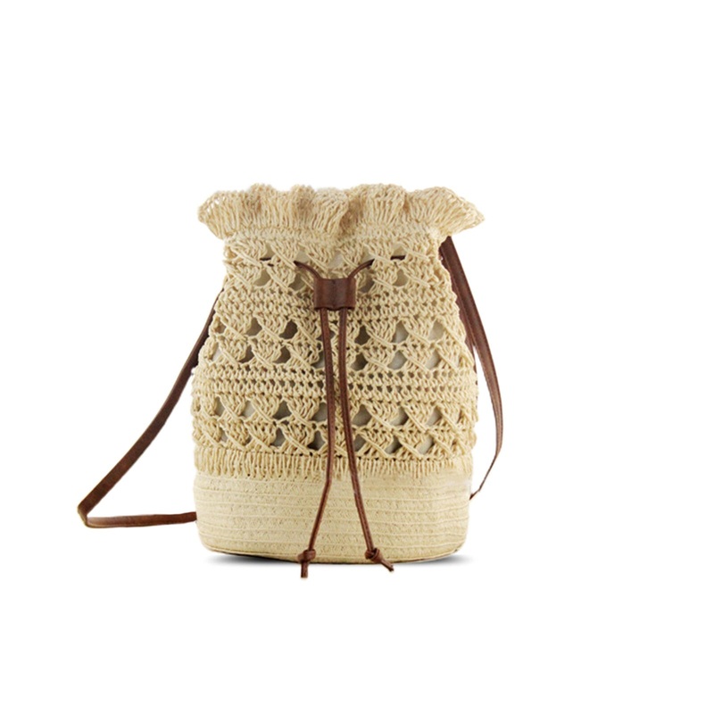 Women Strawn Bohemian Stylish Light Weight Crossbody Bag Beach Bucket Bag
