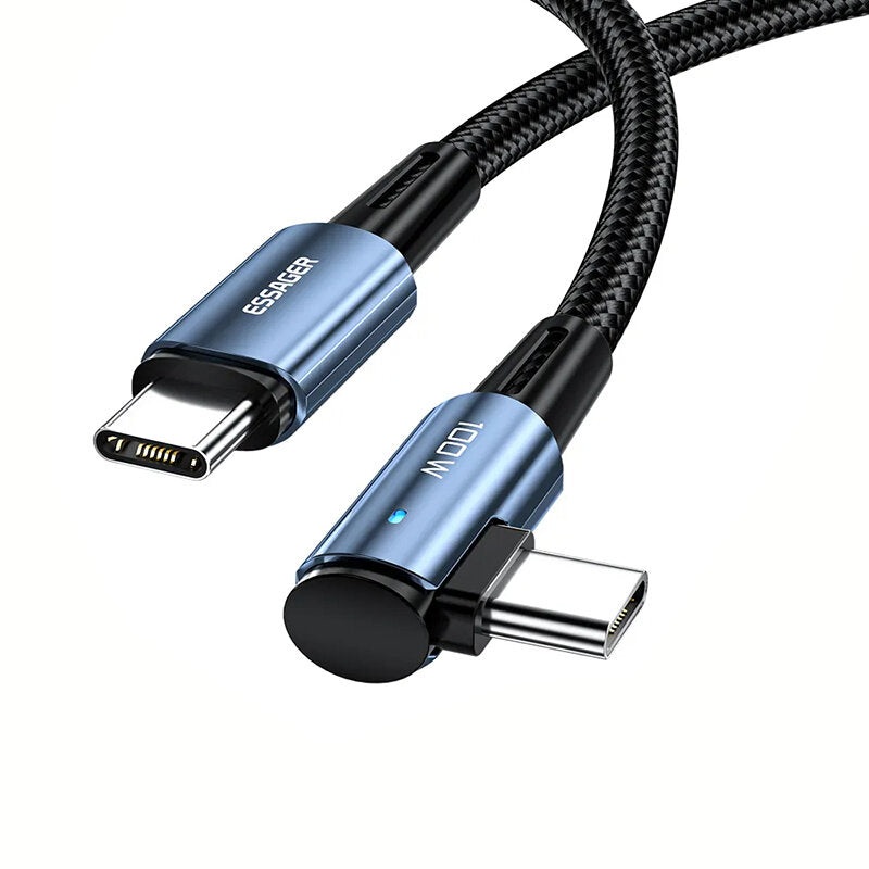 ESSAGER ES-X23 5A 60W/100W Type-C to Type-C Cable QC4.0 FCP Fast Charging Data Transmission Tinned Copper Core Line 1M Long for iPhone15 15 Plus for Huawei Mate60 Pro for Samsung Galaxy S23