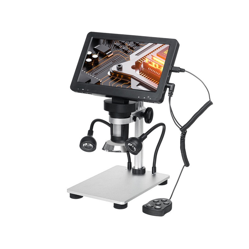 Mustool DM9 Digital Microscope 7-inch 1200X Magnifying w/Reflect cover High Resolution 1080FHD Video Adjustable LED Lights Manual Focus Remote Control Compatible with Windows and Ma OS