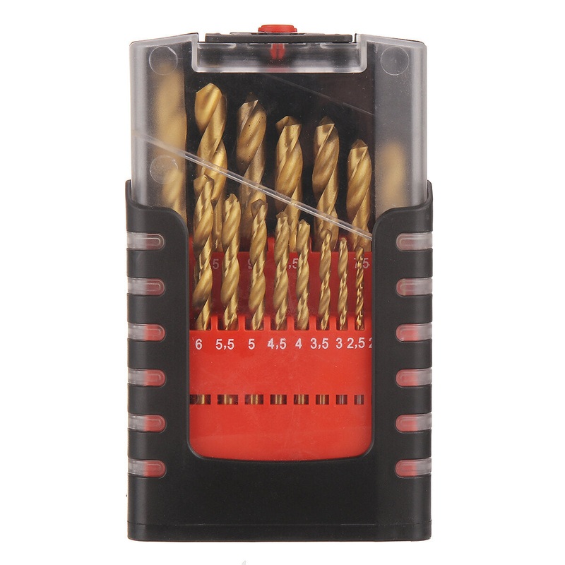 19PCS Twist Drill Bit Set High Speed Steel Titanium Coated Drill Metal Woodworking Drill 1.0~10mm Drilling Power Tools