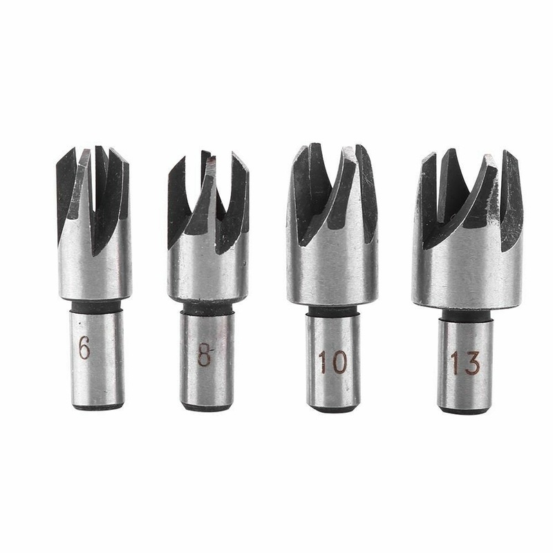 4PCS Claw Corkscrew 6/8/10/13mm Carbon Steel Wood Plug Hole Cutter Drill Bit Set