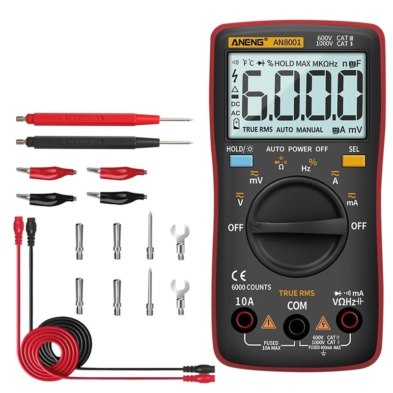 ANENG AN8001Pro Professional True RMS Digital Multimeter 6000 Counts Backlight AC/DC Ammeter Voltmeter Ohm Tester