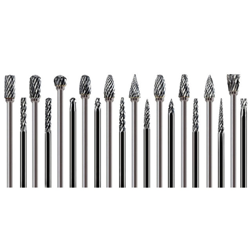 Carbide Burr Set Compatible with Dremel 1/8 Shank 20PCS Die Grinder Rotary Tool Rasp Wood Carving Bits Accessories