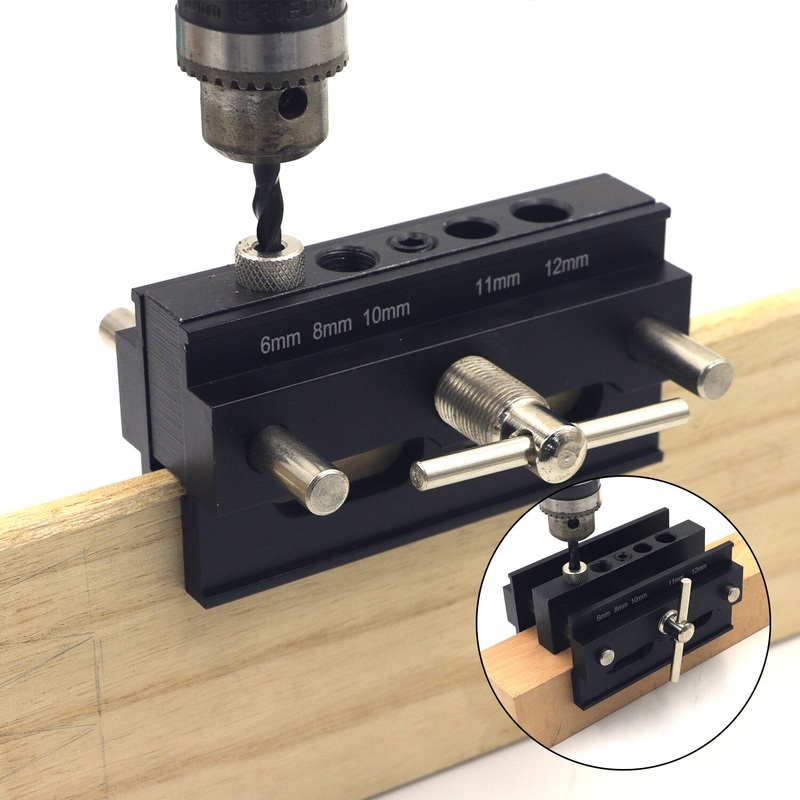Metric Imperial Woodworking Self-Centering Doweling Jig Hole Punch Locator Drill Guide