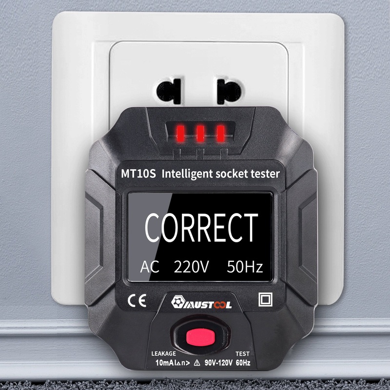 MUSTOOL MT10S/MT10E Socket Outlet Tester Intelligent Detection Display Voltage Frequency RCD Tester