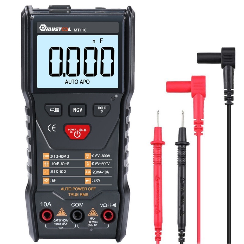 MUSTOOL MT110  Auto Measure Multimeter True RMS Digital 6000 Counts Display Multimeter+High Voltage DC1000V Protection+Data Hold +Backlight+NCV/Super Bright Flashlight Function