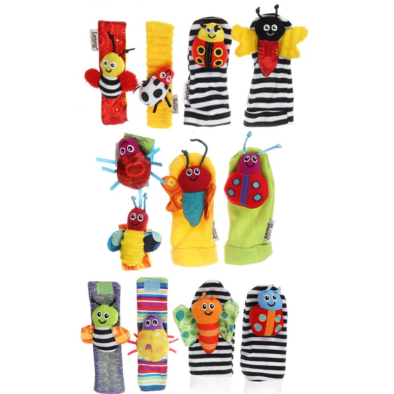 4Pcs Set Baby Sock Wrist Rattle and Foot Finder Socks