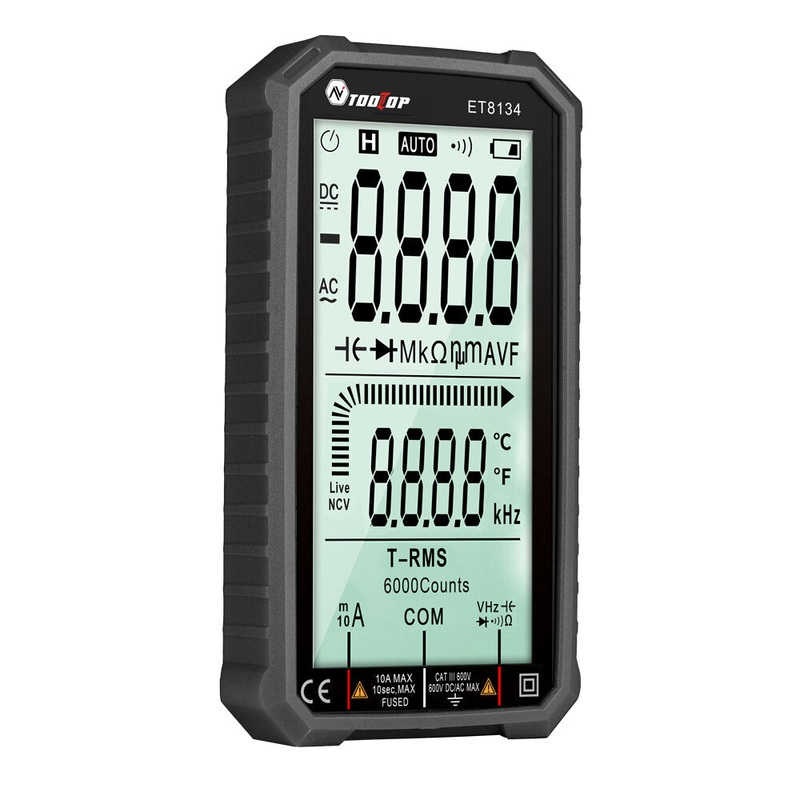 AV TOOLTOP ET8134 4.7-inch Large LCD Screen Smart True RMS Digital Multimeter Automatic + Manual Measure Resistance Diode Capacitance Temperature Frequency Test