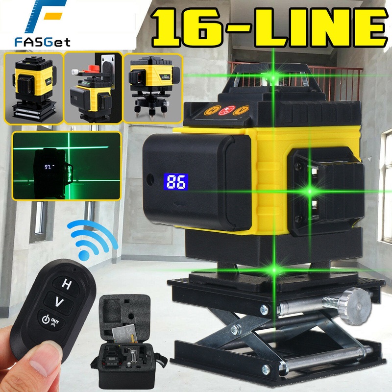 FASGet 360 Rotary 16 Lines Self Leveling Laser Level 4D Green Beam Auto Measuring Tool
