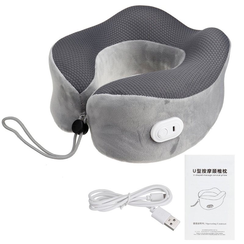 3.7W Electric Travel Neck Massage Pillow Portable Cervical Neck Head Support Muscle Pain Relief Device For Home Travel Office