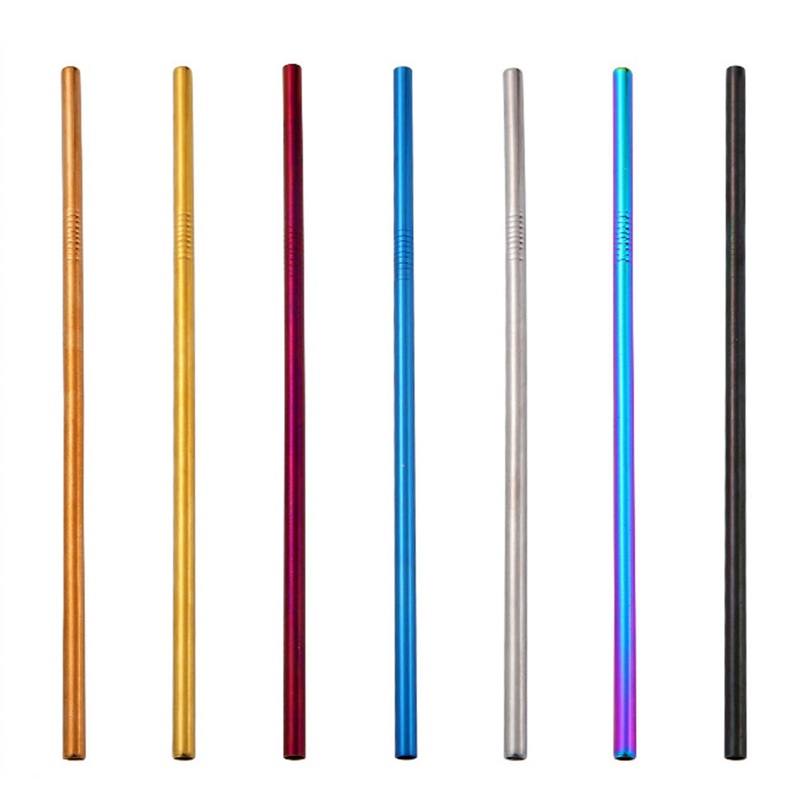 7 Color 215*6mm Metal Straws Stainless Steel Straws Drinking Straw Reusable