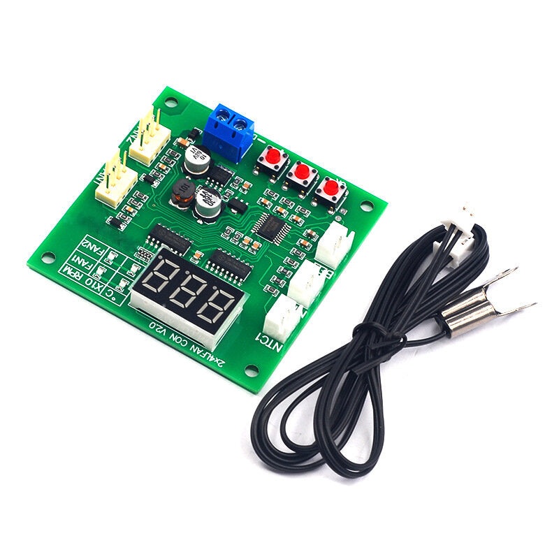 Two-way Heat Dissipation PWM Four-wire Fan Temperature Control Governor 12V24V48V Temperature Speed Display Stop Alarm Board