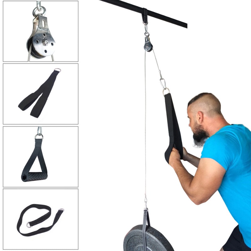 8 Pcs/Set Fitness DIY Pulley Cable Machine Arm Biceps Triceps Hand Strength Training Home Gym Exercise Tools