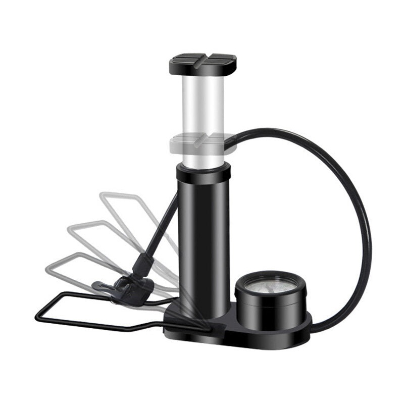 Bicycle Pump With 160PSI Gauge Aluminum Alloy Foot Pedal Inflator External Hose MTB Bike Tire Air Pump For Basketball
