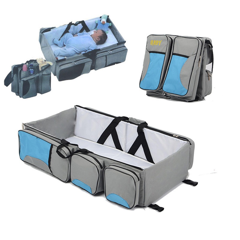 IPRee 3 in 1 Portable Baby Diaper Tote Bag Bed Nappy Infant Carrycot Crib Nursery Travel Bassinet