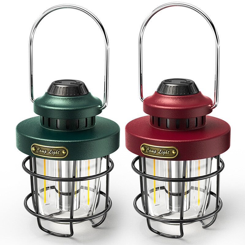 Portable Retro Camping Lantern LED Camp Light USB Rechargeable Travel Tent Light Hanging Lantern Outdoor Emergency Light