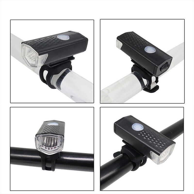 USB Rechargeable LED Bike Headlight Taillight Set Rainproof Cycling Front Back Headlight Lamp Bicycle Warning Light Flashlight