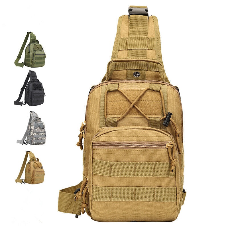 600D Oxford Shoulder Bag Waterproof EDC Molle Fanny Pack Military Tactical Backpack Multi-Pocket Zipper Chest Bag for Outdoor Camping Hiking