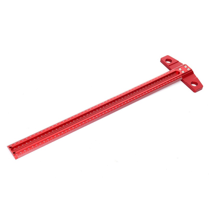 Drillpro 600mm Woodworking Line Scriber T-type Ruler 1mm Hole Crossed Ruler Aluminum Alloy Marking Gauge