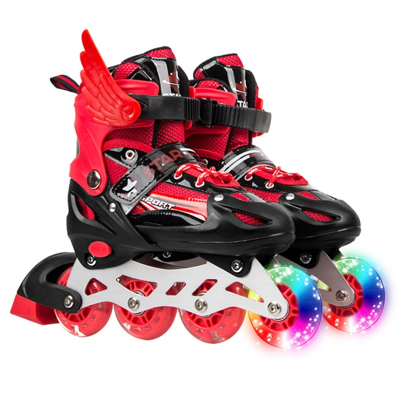Kids Adjustable Inline Skates with Light Up Wheels Outdoor & Indoor Roller Skates For Boys Girls  Beginners