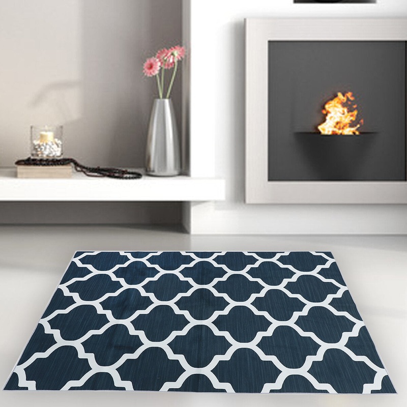 Modern Geometric Trellis Grey Black White Area Rug Contemporary Carpet Soft Mat for Home Living Room Bedroom Decor